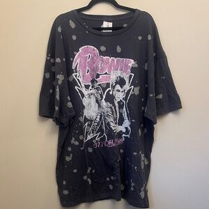Hybrid Apparel Bowie Graphic‎ Tee NWT 1x/2x Charcoal Gray Acid Bleach Splatters